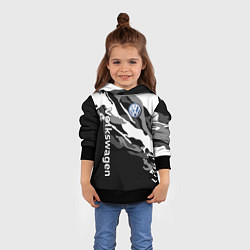 Толстовка-худи детская Фольцваген - белый камуфляж, цвет: 3D-черный — фото 2