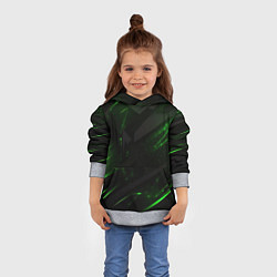 Толстовка-худи детская Dark black green abstract, цвет: 3D-меланж — фото 2