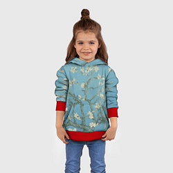 Толстовка-худи детская Цветущие ветки миндаля - картина ван Гога, цвет: 3D-красный — фото 2