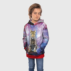 Толстовка-худи детская Space leopard, цвет: 3D-красный — фото 2