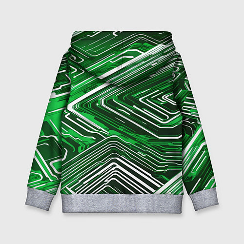 Детская толстовка Кибер линии Зелёный-белый / 3D-Меланж – фото 2