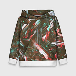 Толстовка-худи детская Космические кибер схемы Красные, цвет: 3D-белый