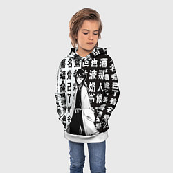 Толстовка-худи детская Рукия и иероглифы - Блич, цвет: 3D-белый — фото 2