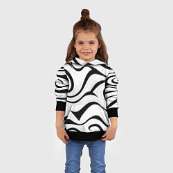 Толстовка-худи детская Анималистическая абстракция зебры, цвет: 3D-черный — фото 2