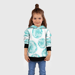 Толстовка-худи детская Акварельные голубые био формы, цвет: 3D-черный — фото 2