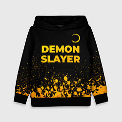 Толстовка-худи детская Demon Slayer - gold gradient: символ сверху, цвет: 3D-черный