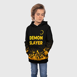 Толстовка-худи детская Demon Slayer - gold gradient: символ сверху, цвет: 3D-черный — фото 2