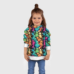 Толстовка-худи детская Паттерн с разноцветными приведениями, цвет: 3D-белый — фото 2