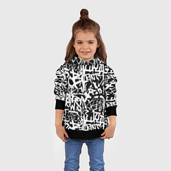 Толстовка-худи детская Граффити черно-белый паттерн, цвет: 3D-черный — фото 2