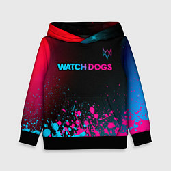 Толстовка-худи детская Watch Dogs - neon gradient: символ сверху, цвет: 3D-черный