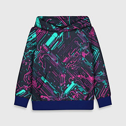 Детская толстовка Киберпанк линии синие и розовые