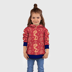 Толстовка-худи детская Азиатские драконы - классика, цвет: 3D-синий — фото 2