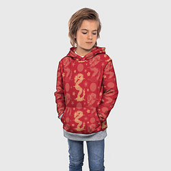 Толстовка-худи детская Азиатские драконы - классика, цвет: 3D-меланж — фото 2