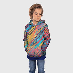 Толстовка-худи детская Разноцветные брызги жёлтые и голубые, цвет: 3D-синий — фото 2