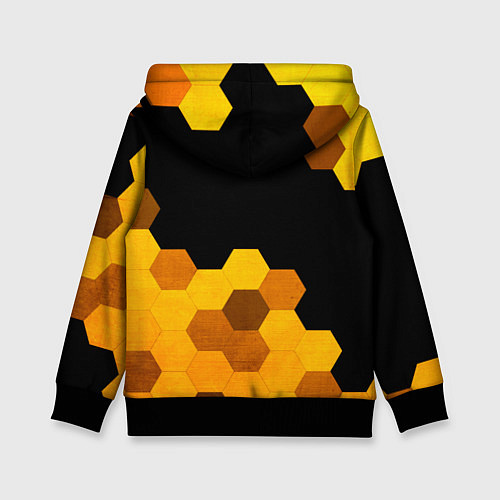 Детская толстовка Renault - gold gradient: символ сверху / 3D-Черный – фото 2
