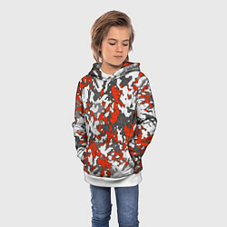 Толстовка-худи детская Абстракция серо-красная, цвет: 3D-белый — фото 2