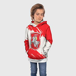 Толстовка-худи детская Belarus герб краски, цвет: 3D-белый — фото 2
