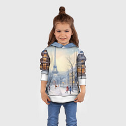 Толстовка-худи детская Новогодний Париж, цвет: 3D-белый — фото 2