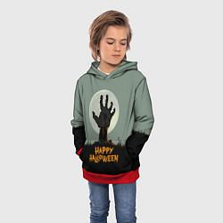 Толстовка-худи детская Halloween - рука мертвеца, цвет: 3D-красный — фото 2