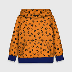Толстовка-худи детская Тыквенный узор, цвет: 3D-синий