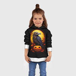 Толстовка-худи детская Halloween - ворон и тыква, цвет: 3D-белый — фото 2