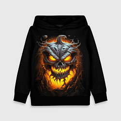 Толстовка-худи детская Halloween - зловещая тыква, цвет: 3D-черный