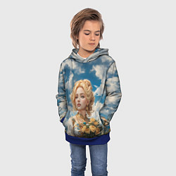 Толстовка-худи детская Девушка славянка с букетом цветов, цвет: 3D-синий — фото 2