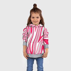Толстовка-худи детская Абстракция бело-серо-розовый, цвет: 3D-меланж — фото 2