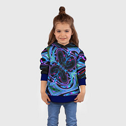 Толстовка-худи детская Абстракция neon, цвет: 3D-синий — фото 2