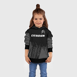 Толстовка-худи детская Citroen speed на темном фоне со следами шин посере, цвет: 3D-черный — фото 2