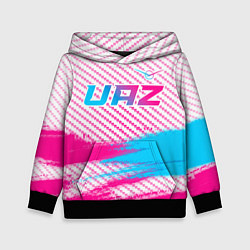 Толстовка-худи детская UAZ neon gradient style посередине, цвет: 3D-черный