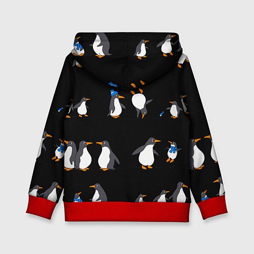 Детская толстовка Веселая семья пингвинов / 3D-Красный – фото 2