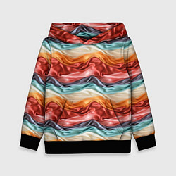 Толстовка-худи детская Разноцветные полосы текстура ткани, цвет: 3D-черный