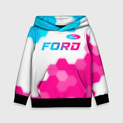Толстовка-худи детская Ford neon gradient style посередине, цвет: 3D-черный