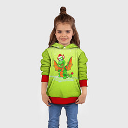 Толстовка-худи детская Зеленый дракошка, цвет: 3D-красный — фото 2