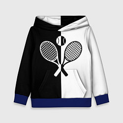 Толстовка-худи детская Теннис - чёрно белое, цвет: 3D-синий