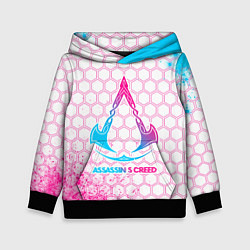 Толстовка-худи детская Assassins Creed neon gradient style, цвет: 3D-черный