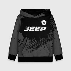 Толстовка-худи детская Jeep speed на темном фоне со следами шин посередин, цвет: 3D-черный