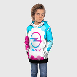 Толстовка-худи детская Opel neon gradient style, цвет: 3D-черный — фото 2