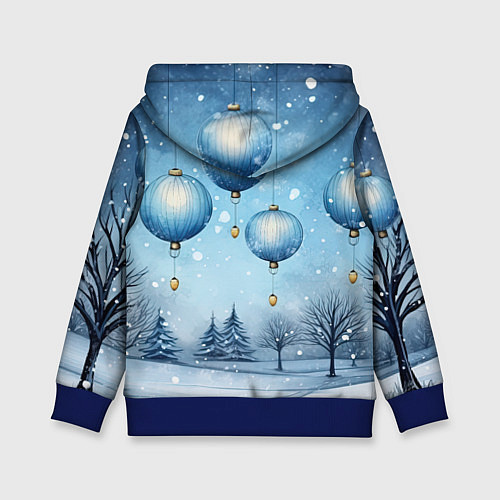 Детская толстовка Крупные новогодние шары / 3D-Синий – фото 2