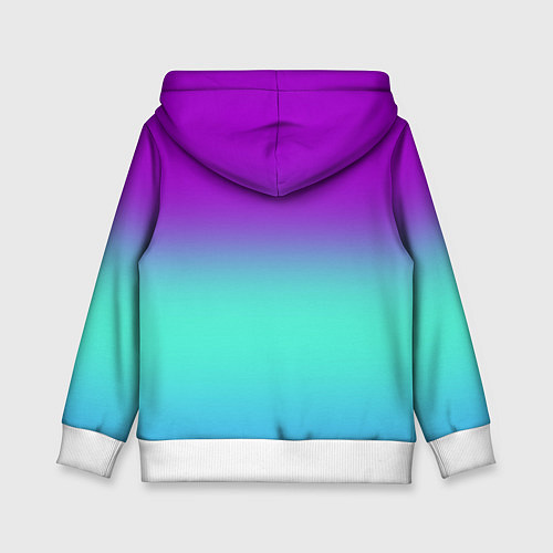 Детская толстовка Фиолетовый бирюзовый голубой неоновый градиент / 3D-Белый – фото 2