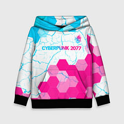 Толстовка-худи детская Cyberpunk 2077 neon gradient style посередине, цвет: 3D-черный