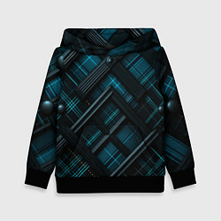 Толстовка-худи детская Тёмно-синяя диагональная клетка в шотландском стил, цвет: 3D-черный