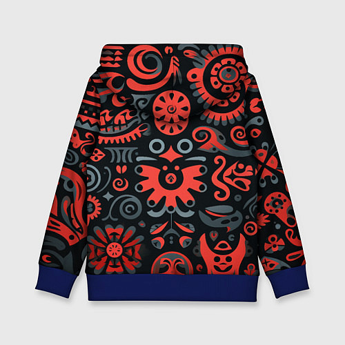 Детская толстовка Красно-черный узор в славянском стиле / 3D-Синий – фото 2