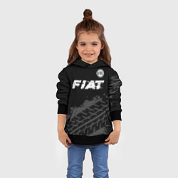 Толстовка-худи детская Fiat speed на темном фоне со следами шин посередин, цвет: 3D-черный — фото 2