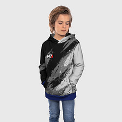 Толстовка-худи детская N7 - mass effect monochrome, цвет: 3D-синий — фото 2