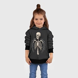 Толстовка-худи детская Необычный скелет с крыльями, цвет: 3D-черный — фото 2