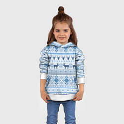 Толстовка-худи детская Blue sweater with reindeer, цвет: 3D-белый — фото 2