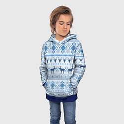 Толстовка-худи детская Blue sweater with reindeer, цвет: 3D-синий — фото 2