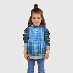 Толстовка-худи детская Синие неоновые полосы киберпанк, цвет: 3D-меланж — фото 2